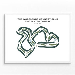 The Woodlands Country Club, The Player Course, TX | Mapa do campo de golfe, presentes de golfe para o pai, arte de parede de golfe | Impressão de arte em estilo aquarela Sem moldura
