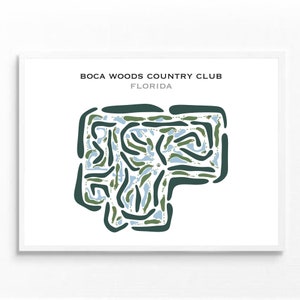 Boca Woods Country Club, FL / Mapa del campo de golf, mapa de golf, regalo de golfista para él, diseño de tarjeta de puntuación, regalo de novio golfista, impresión artística SIN MARCO