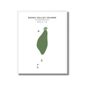 Sand Valley Golf Resort - Sedge Valley-baan - Hole 12, WI | Kaart golfbaan, golfer cadeau voor hem, cadeau golfer vriendje, kunstdruk INGELIJSTE