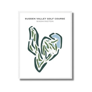 Sudden Valley-golfbaan, WA | Golfbaankaart, golfkaart, golfer cadeau voor hem, scorecardlay-out, cadeau golfer vriendje, kunstprint INGELIJSTE