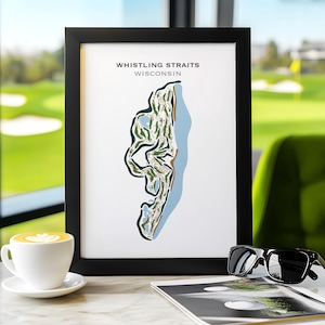 Whistling Straits Wisconsin Golf Platz Drucke | Golf Club Karte Wandkunst, Golf Geschenke für Männer Frauen, Golf Geburtstagsgeschenke für ihn Golfer Geschenk