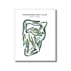 Ravenwood Golf Club, Nueva York / Mapa del campo de golf, mapa de golf, regalo de golfista para él, diseño de tarjeta de puntuación, regalo de novio golfista, impresión artística SIN MARCO