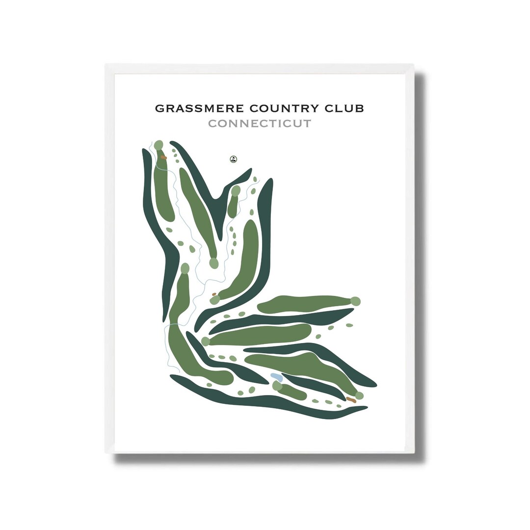 Grassmere Country Club CT Golf Course Map Golf Map Golfer Gift for Grassmere Country Club CT Golf Course Map Golf Map Golfer Gift for