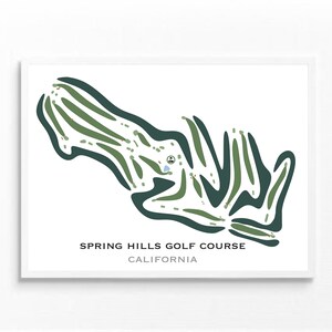 Campo de golf Spring Hills, Watsonville, CA, mapa del campo de golf, regalo de decoración de golf para él, ella, novio, impresión artística de golf SIN MARCO