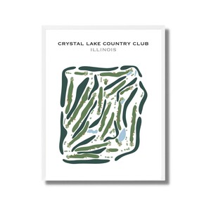 Crystal Lake Country Club, IL / Mapa del campo de golf, mapa de golf, regalo de golfista para él, diseño de tarjeta de puntuación, regalo de novio golfista, impresión artística SIN MARCO
