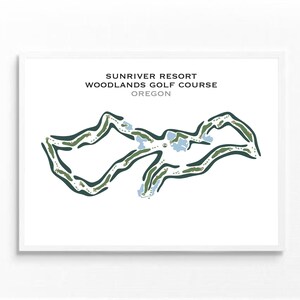 Sunriver Resort, Woodlands Golf Course, OR | Mapa do campo de golfe, presente de jogador de golfe para ele, layout do cartão de pontuação, presente de namorado jogador de golfe, impressão de arte SEM MOLDURA