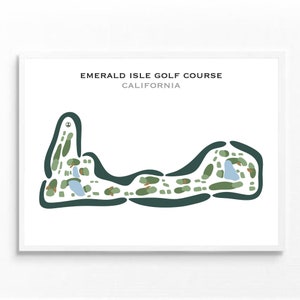 Campo de golf Emerald Isle, CA / Impresión del campo de golf, decoración del hogar, decoración de pared de golf, regalo para amantes del golf, diseño del campo, mapa minimalista del campo de golf