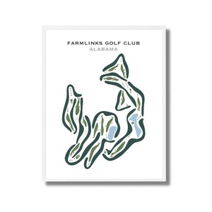 FarmLinks Golf Club, Alabama, golfbaankaart, golfcadeaus voor mannen, golfdecor, golfprint, cadeau voor echtgenoot, Vaderdag, niet ingelijst