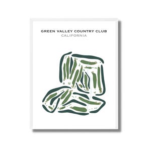 Green Valley Country Club, Californië | Golfbaankaart, golfkaart, golfer cadeau voor hem, scorecardlay-out, cadeau golfer vriendje, kunstprint INGELIJST