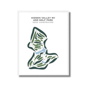 Hidden Valley RV & Golf Park, NH / Mapa del campo de golf, mapa de golf, regalo para golfista, diseño de tarjeta de puntuación, regalo para novio golfista, lámina artística sin marco