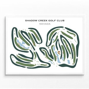Parcours de golf de Shadow Creek, Nevada | Carte du parcours de golf, carte du golf, cadeau golfeur pour lui, mise en page de la carte de score, cadeau petit ami golfeur, impression d'art sans cadre