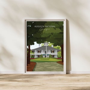 Póster de golf de Augusta National, Georgia, regalo para amantes del golf, cuadro decorativo de golf, regalo de aniversario para esposo golfista, regalo para el Día del Padre.