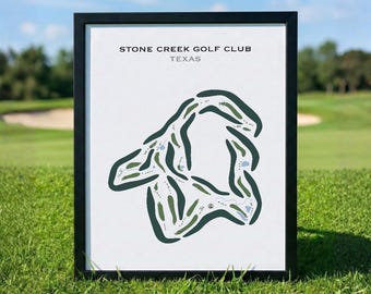 Club de golf Stone Creek, Texas / Mapa del campo de golf, Mapa de golf, Regalo para golfista, Diseño de tarjeta de puntuación, Regalo para novio golfista, Decoración con lámina artística