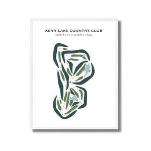 Kerr Lake Country Club, Carolina del Norte / Mapa del campo de golf, Mapa de golf, Regalo para golfista, Diseño de tarjeta de puntuación, Regalo para novio golfista, Lámina artística sin marco