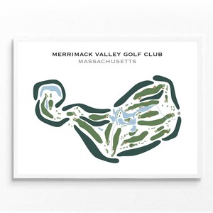 Merrimack Valley Golf Club, Massachusetts | Golfbaankaart, decor, golfer cadeau voor hem, scorecardlay-out, cadeau golfer vriendje, kunstdruk INGELIJST