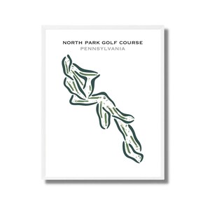 North Park-golfbaan (Pennsylvania), golfbaan afdrukken, golfgolfkaart cadeau, golfthema-kunstwerk, scorecardlay-out, golfkunstdruk INGELIJSTE