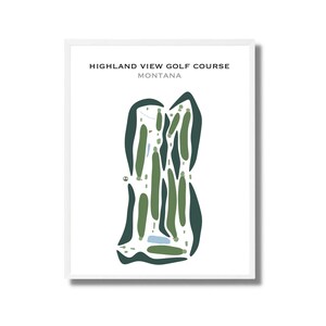 Campo de golf Highland View, Montana, Mapa artístico del campo de golf, Regalo de golf para mujeres, Impresión artística personalizada para golfistas, Regalo de golf para golfistas