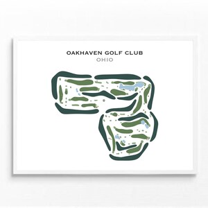 Oakhaven Golf Club, Ohio / Mapa del campo de golf, mapa de golf, regalo de golfista para él, diseño de tarjeta de puntuación, regalo de novio golfista, impresión artística SIN MARCO