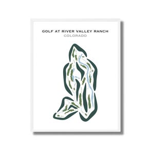 Golfen bij River Valley Ranch, Colorado | Golfbaankaart, golfkaart, golfer cadeau voor hem, scorecardlay-out, cadeau golfer vriendje, kunstdruk INGELIJST