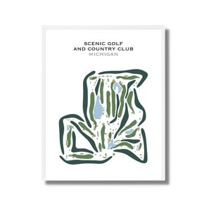 Scenic Golf and Country Club, MI | Golf Course Map, Decor, Golfer Gift for Him, Scorecard Layout, Golfer Boyfriend Gift, Art Print Decor