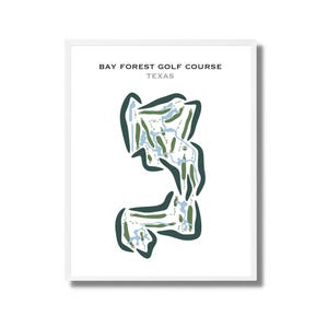 Bay Forest Golf Platz, Texas | Golf Wandkunst, Golf Wohnkultur, Vatertagsgeschenk | Aquarell Style Kunstdruck Kein gerahmt