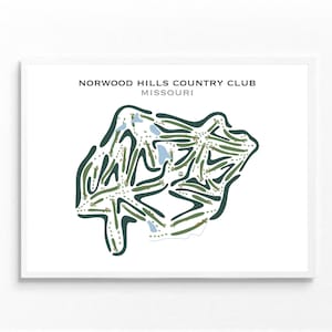 Norwood Hills Country Club, MO / Mapa del campo de golf, mapa de golf, regalo de golfista para él, diseño de tarjeta de puntuación, regalo de novio golfista, impresión artística SIN MARCO