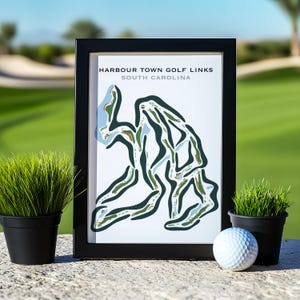 Hafen Stadt Golf Links Links Hilton Head Wohnkultur | South Carolina Golfspieler Karte Drucke, Golf Geburtstagsgeschenke, Golf Platz Layout gerahmte Leinwand Kunst