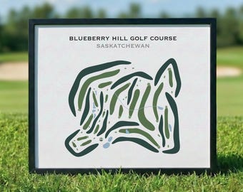 Campo de golf Blueberry Hill, Saskatchewan / Mapa del campo de golf, Mapa de golf, Regalo para golfistas, Diseño de tarjeta de puntuación, Regalo para golfistas, Decoración con lámina artística
