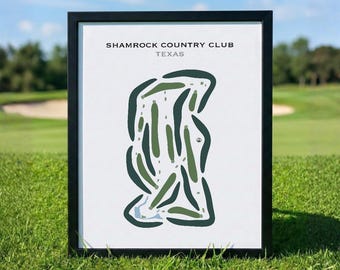 Shamrock Country Club, Texas / Mapa del campo de golf, Mapa de golf, Regalo para golfista, Diseño de tarjeta de puntuación, Regalo para novio golfista, Lámina decorativa