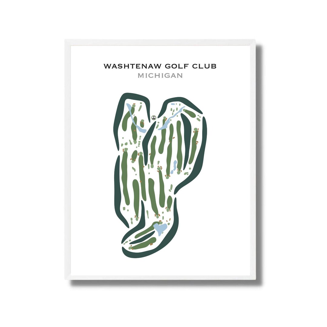 Washtenaw Golf Club, MI Golf Course Map, Golf Map, Golfer Gift for