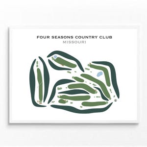 Country Club Four Seasons, Missouri | Carte du parcours de golf, carte du golf, cadeau golfeur pour lui, mise en page de la carte de score, cadeau petit ami golfeur, impression d'art sans cadre