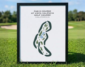 Par-3 at Vista Valencia Golf Course, CA | Golf Course Map, Golf Map, Golfer Gift For Him, Scorecard Layout, Golfer Gift, Art Print Decor