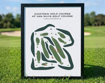 Executive Course at Van Nuys Golf Course, CA | Golf Course Map, Golf Map, Golfer Gift For Him, Scorecard Layout, Golfer Gift,Art Print Decor