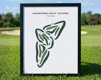 Campo de golf Hansford, Texas / Mapa del campo de golf, Mapa de golf, Regalo para golfista, Diseño de tarjeta de puntuación, Regalo para novio golfista, Lámina decorativa