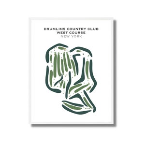 Drumlins Country Club, West Course, NY / Mapa del campo de golf, regalo de golfista para él, diseño de tarjeta de puntuación, regalo de novio golfista, impresión artística SIN MARCO