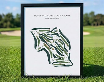 Port Huron Golf Club, Michigan Golf Course Map Wall Art, Golfer Lover Gift For Him, Housewarming Gift, Sport Lover Gift, Man Cave Home Decor