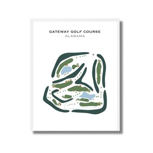 Gateway-golfbaan, Alabama | Golfbaankaart, golfkaart, golfer cadeau voor hem, scorecardlay-out, cadeau golfer vriendje, kunstdruk INGELIJST