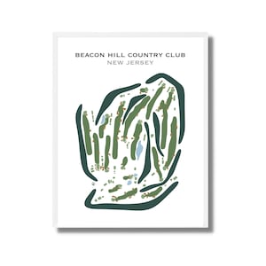 Beacon Hill Country Club, New Jersey | Golfbaankaart, golfkaart, golfer cadeau voor hem, scorecardlay-out, cadeau golfer vriendje, kunstdruk INGELIJST