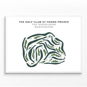 The Golf Club at Hawks Prairie - The Woodlands, WA, Mapa do campo de golfe, Presente de golfe para o dia dos pais, Decoração de parede, Melhor impressão de arte de golfe, Arte minimalista