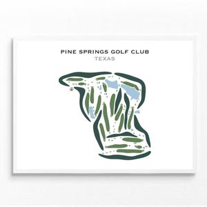 Club de golf de Pine Springs, Texas | Carte du parcours de golf, carte du golf, cadeau golfeur pour lui, mise en page de la carte de score, cadeau petit ami golfeur, impression d'art sans cadre