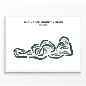 Old Marsh Country Club, ME / Mapa del campo de golf, mapa de golf, regalo de golfista para él, diseño de tarjeta de puntuación, regalo de novio golfista, impresión artística SIN MARCO