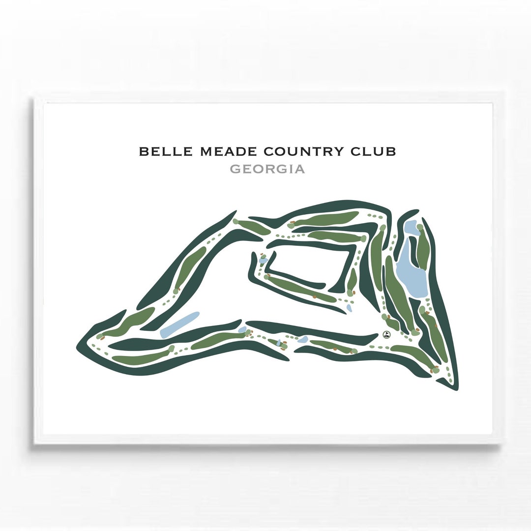 Belle Meade Country Club, GA Golf Course Map, Home Decor, Golfer Gift