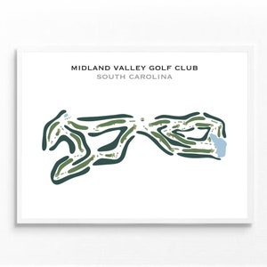 Midland Valley Golf Club, SC | Golfbaankaart, golfkaart, golfer cadeau voor hem, scorecardlay-out, cadeau golfer vriendje, kunstdruk INGELIJST
