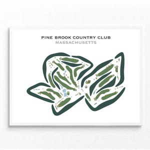 Pine Brook Country Club, MA | Golf Course Map, Golf Map, Golfer Gift For Him, Scorecard Layout, Golfer Boyfriend Gift, Art Print Decor