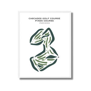 Campo de Golf Cascades - Campo Pines, IN / Mapa del Campo de Golf, Mapa de Golf, Regalo para Golfista, Tarjeta de Puntuación, Regalo para Novio Golfista, Lámina Artística SIN MARCO