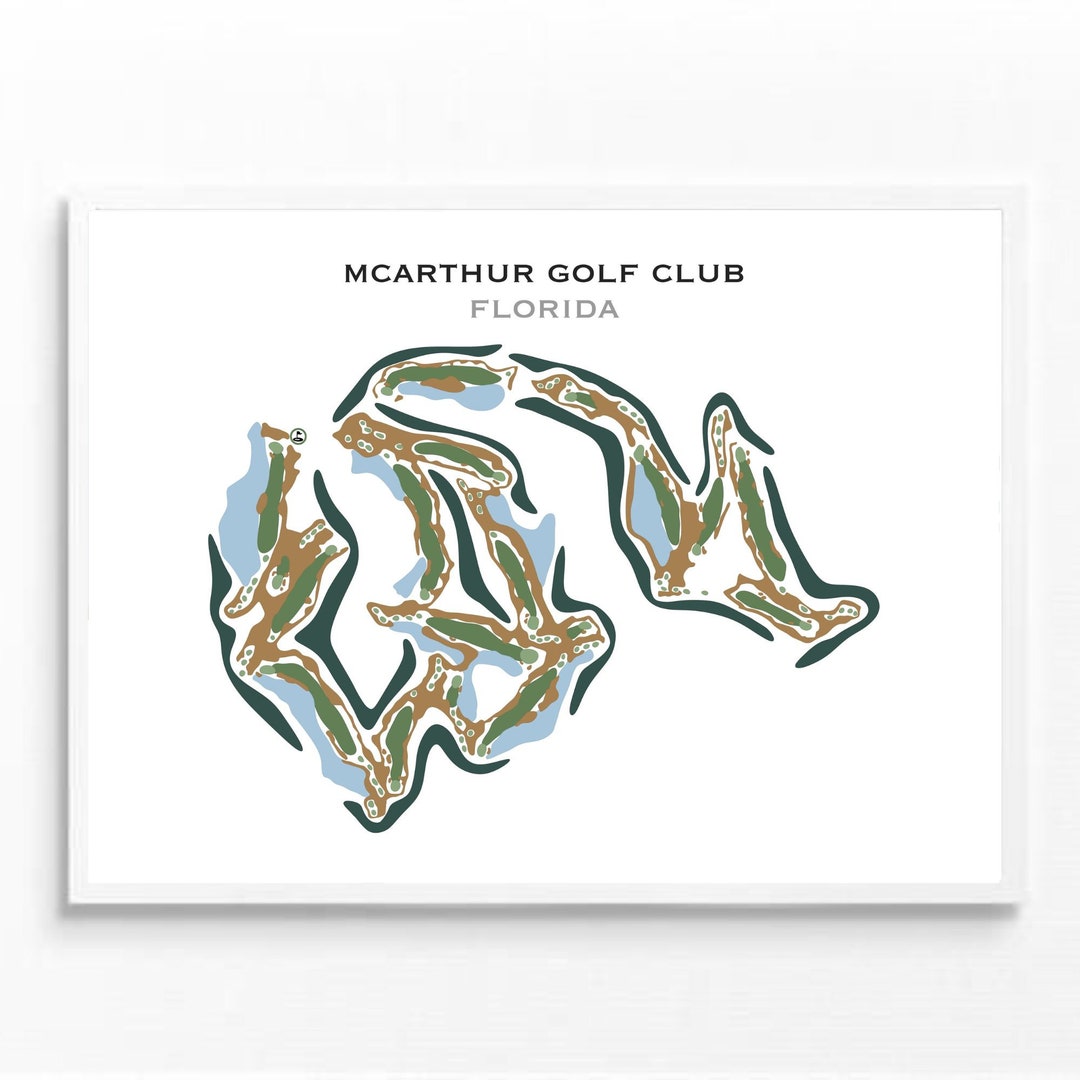 Mcarthur Golf Club Florida Golf Course Map Home Decor Etsy