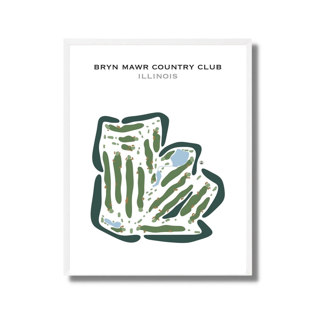 Bryn Mawr Country Club, IL Golf Course Map, Golf Map, Golfer Gift for