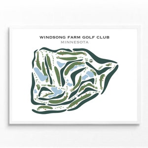 Windsong Farm Golf Club, Minnesota, mapa del campo de golf, idea de regalo de aniversario para él, regalos de golf para hombres, campo de golf PERSONALIZADO, UNFRMAED
