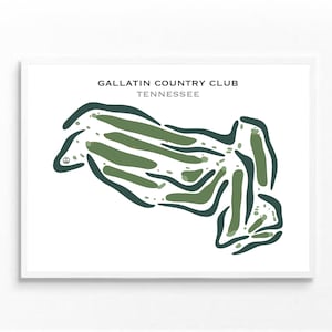 Gallatin Country Club, Tennessee, mapa del campo de golf, arte de golf para la pared, regalos para un golfista, regalo para él, diseño de tarjeta de puntuación, SIN MARCO