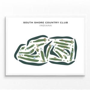 South Shore Country Club - Cedar Lake, IN | Carte du terrain de golf, carte du golf, cadeau golfeur pour lui, cadeau petit ami golfeur, impression d'art sans cadre